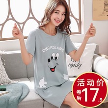 睡衣女夏季 纯棉短袖 韩版 少女睡裙甜美可爱卡通家居服性感连衣裙子