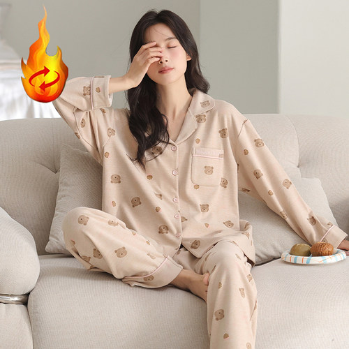 2026年新款加厚羊毛绒睡衣女士秋冬款长袖可外穿德绒家居服套装