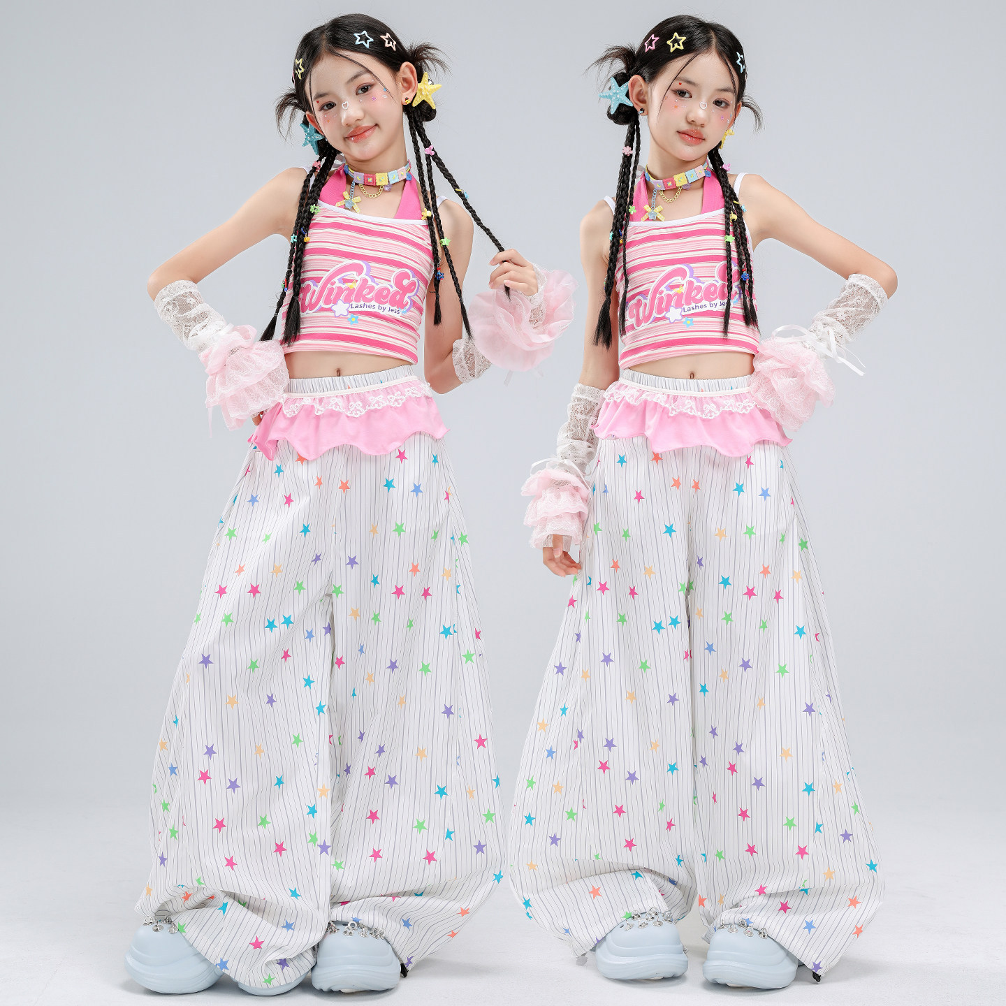 爵士舞女童服装吊带舞蹈服嘻哈套装jazz走秀女孩演出服街舞表演服