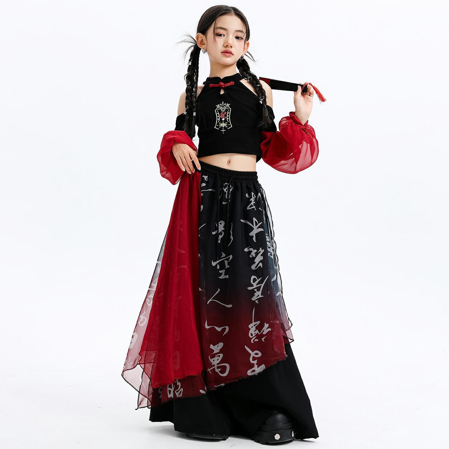 街舞儿童服中国风潮男女童酷帅马甲嘻哈宽松套装少儿武术表演出服