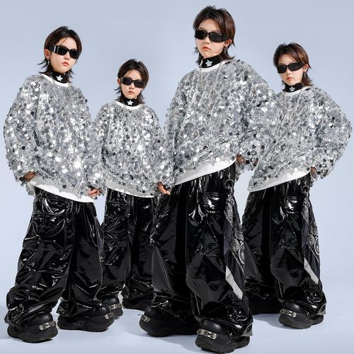 儿童街舞潮服舞台演出服亮片男女童嘻哈套装爵士舞服装少儿表演服