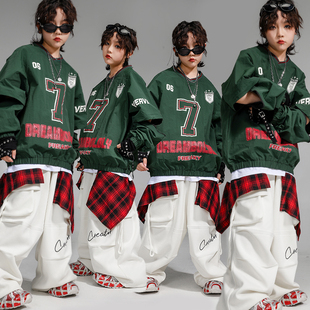 街舞儿童潮服嘻哈套装男童卫衣工装裤屁帘少儿hiphop演出服女孩子
