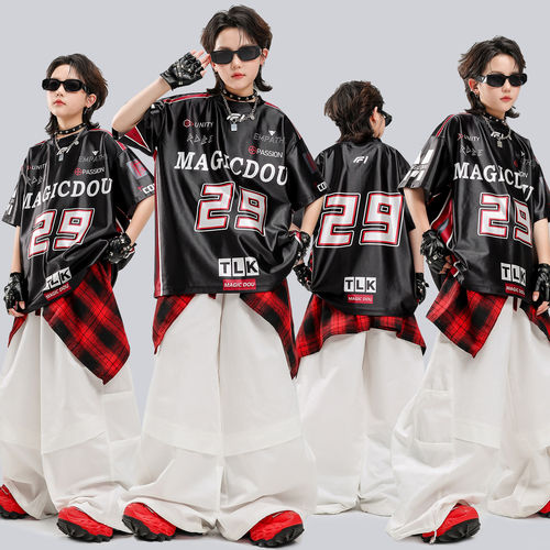六一儿童街舞演出服嘻哈男童酷帅hiphop宽松潮装女童jazz表演服夏