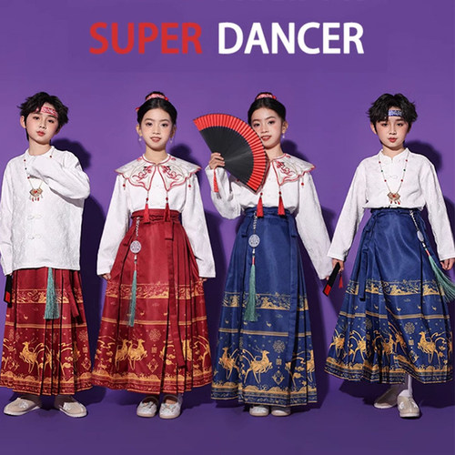 中国风女童马面裙诗歌朗诵演出服