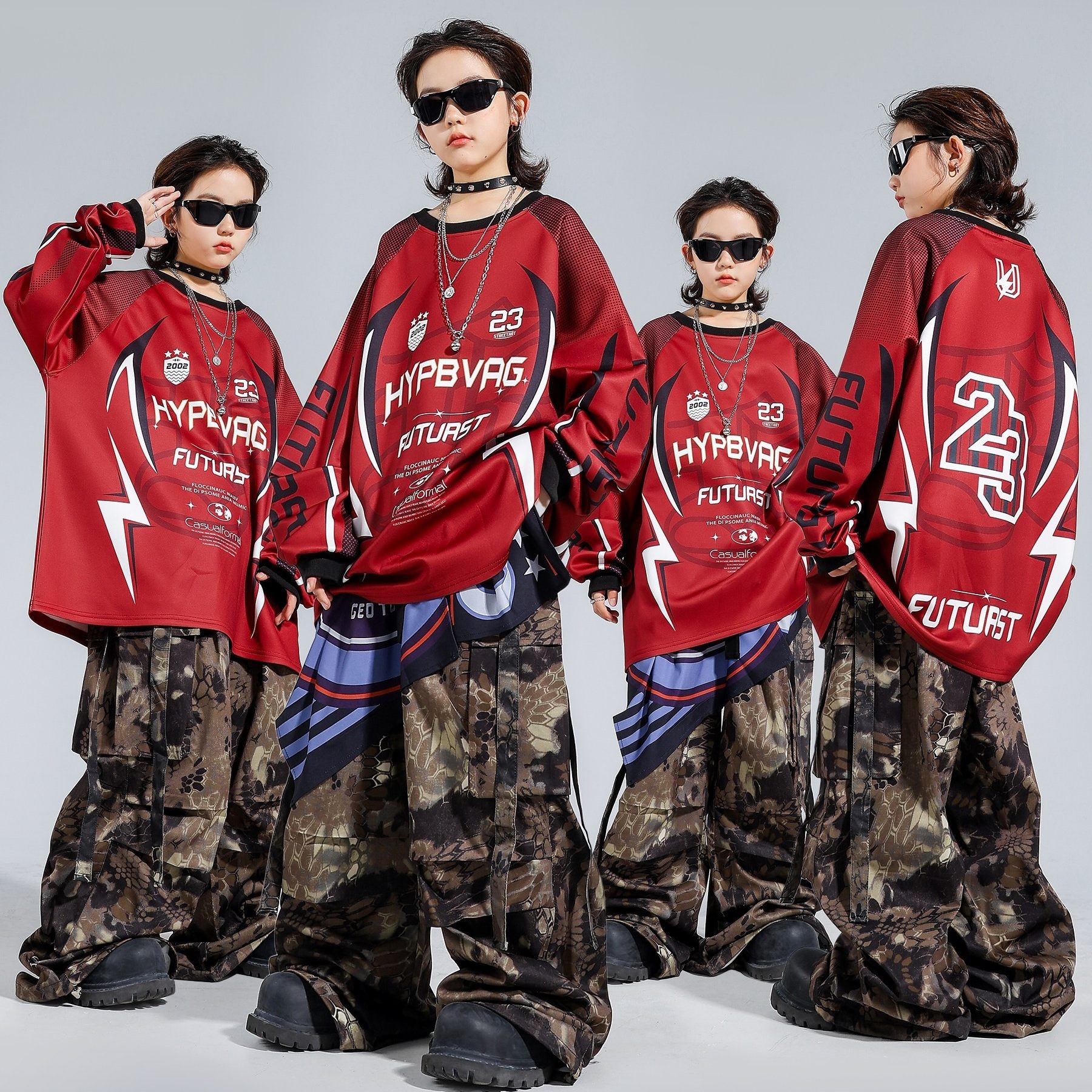 街舞男童潮服美式卫衣迷彩裤嘻哈套装酷帅演出服少儿hiphop表演服