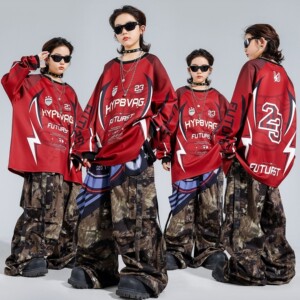 街舞男童潮服美式卫衣迷彩裤嘻哈套装酷帅演出服少儿hiphop表演服