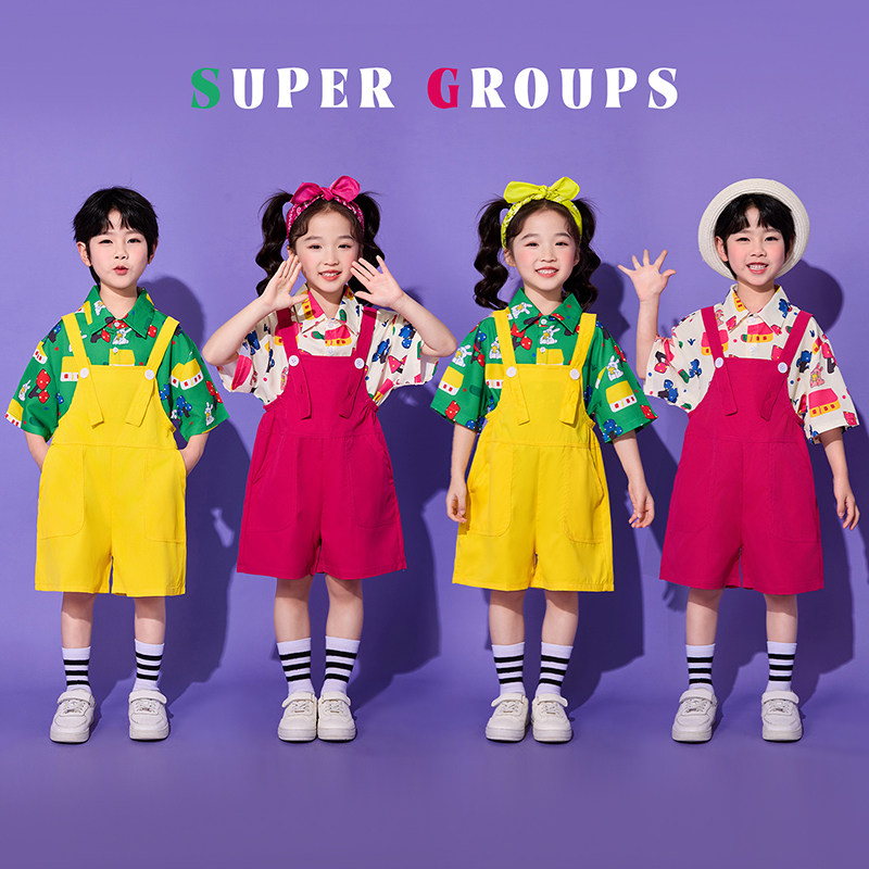 六一儿童表演服背带裤幼儿园毕业舞蹈合唱服装小学生啦啦队演出服
