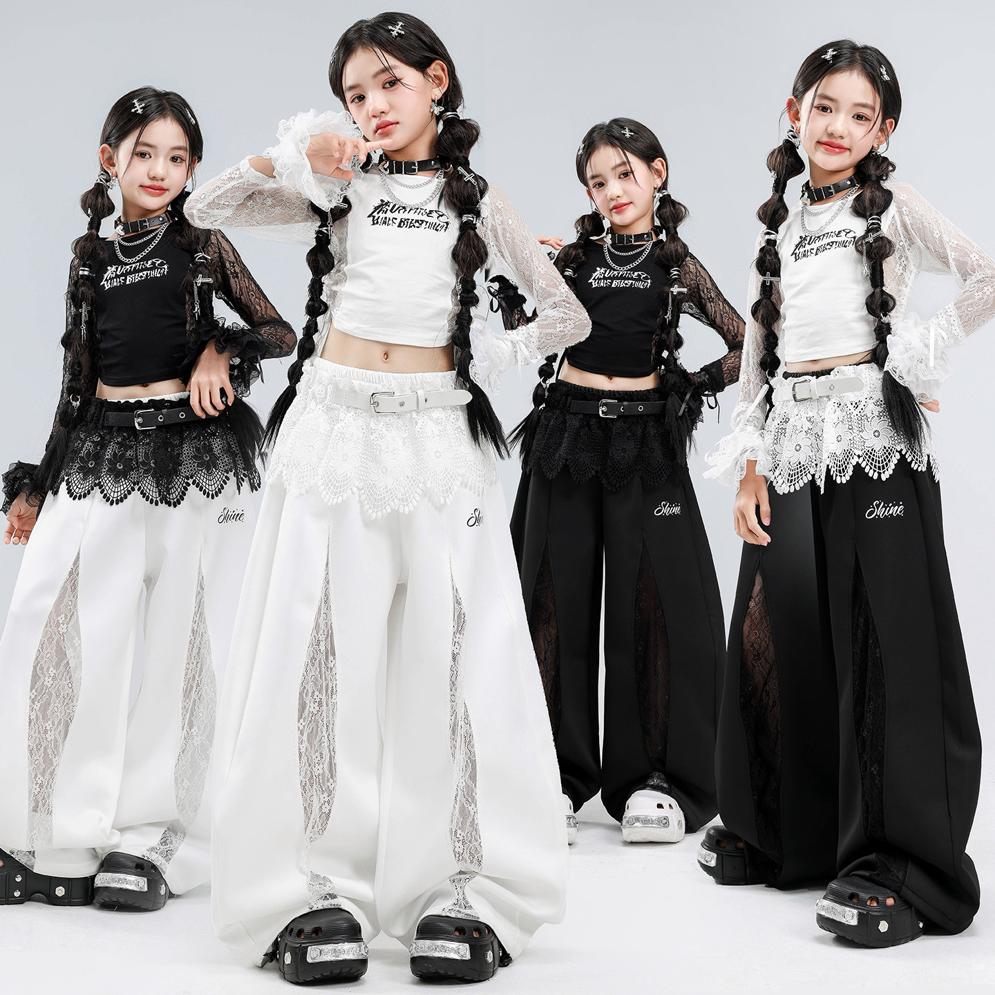 爵士舞女童服装儿童六一演出服女孩防晒夏装套装时髦街舞表演服潮