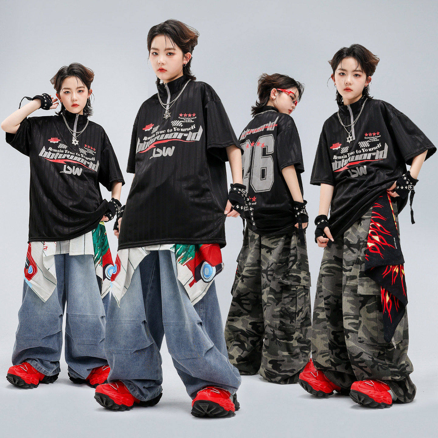 街舞儿童潮服嘻哈酷帅套装hiphop爵士舞小学生舞蹈表演服装演出服