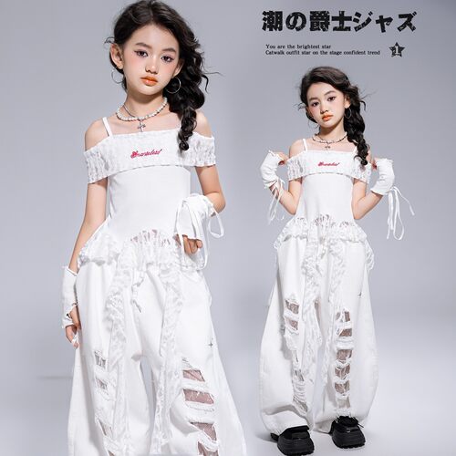 儿童爵士舞服装女童jazz上衣女孩夏季街舞套装少儿爵士舞演出服潮