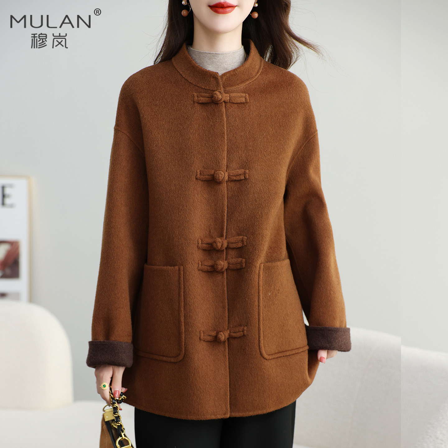 中长款复古一手长双面呢羊绒大衣