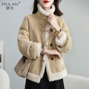 2025冬新短款 羊羔毛皮毛一体女机车立领小个子羊剪绒加厚皮草外套