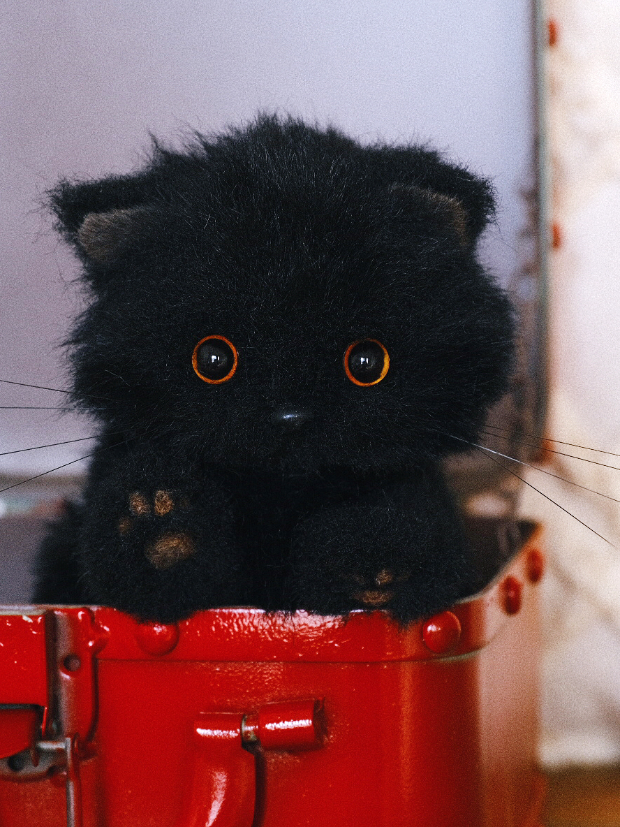 猫憩原创黑煤球黑猫玩偶材料包