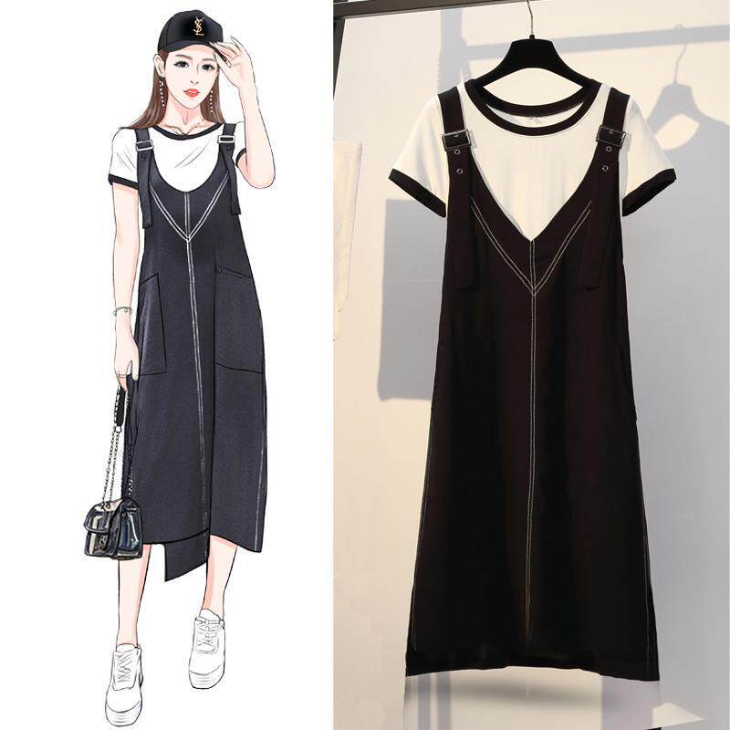 大码女装夏胖妹妹适合胯大腿粗的背带裙套装胖女人遮肚显瘦连衣裙|ruв категории Женская одежда, платье - от Buy2taobao.com для оказания профессиональной услуги покупки агента Taobao