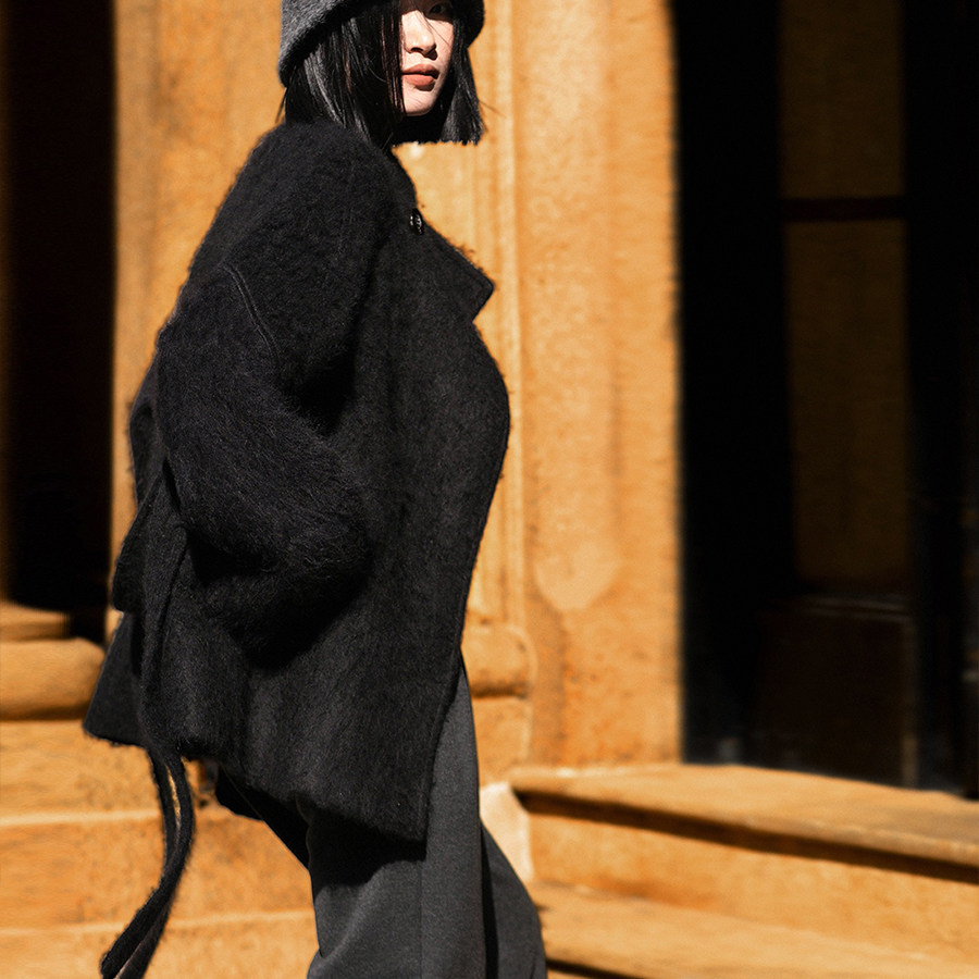 防风立领气质毛呢外套25冬