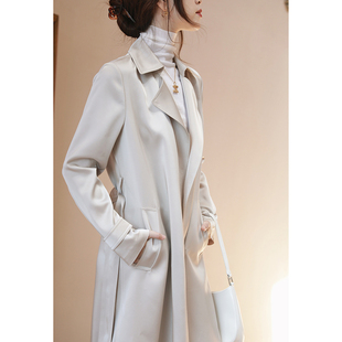 长风衣 日本jin口三醋酸重磅缎面优雅通勤经典 都市氛围感时尚 大气
