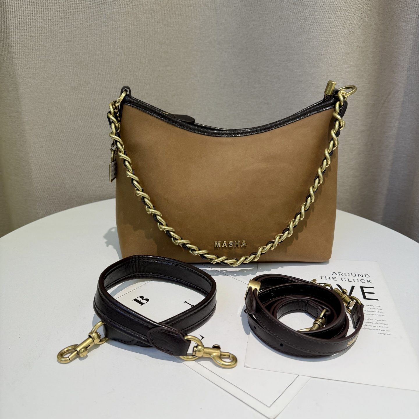 MASHA复古质感慵懒休闲风hobo包2025新百搭时尚链条腋下包单肩包