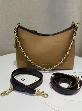 MASHA复古质感慵懒休闲风hobo包2025新百搭时尚链条腋下包单肩包