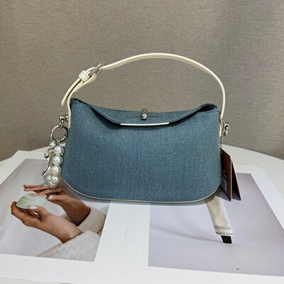 劳拉时黛小众设计牛仔布饺子包元宝包2026新款百搭时尚链条斜挎包