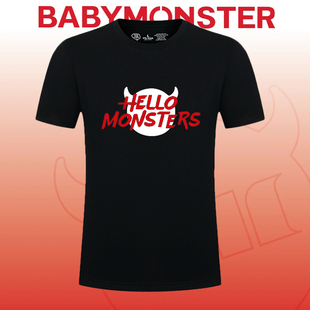 2025BABYMONSTER首尔演唱会HELLO MONSTER周边同款印花纯棉短袖T