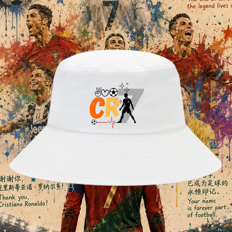 C罗渔夫帽男女联名CR7纯棉足球运动夏季遮阳盆帽子球迷观赛大檐帽