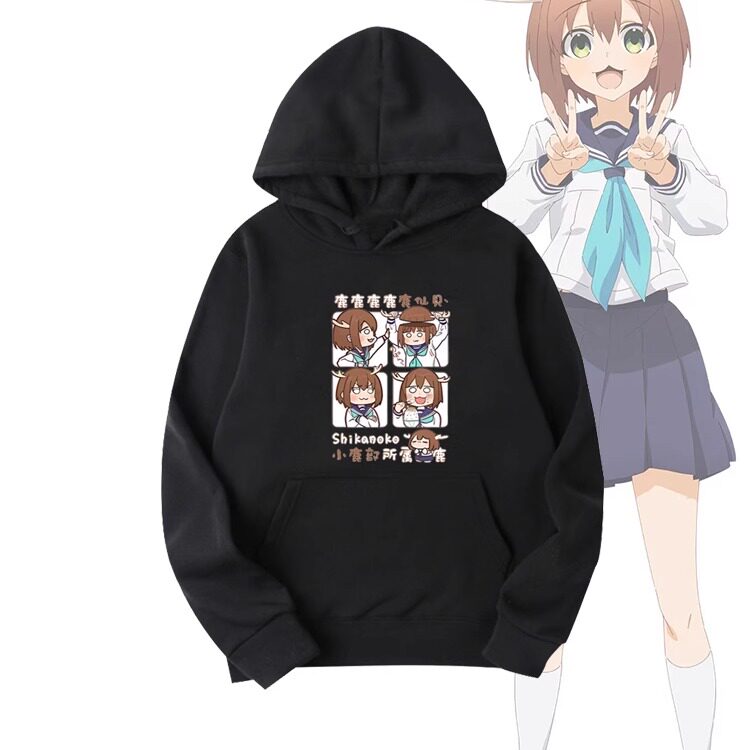 鹿乃子虎视眈眈周边印花连帽卫衣