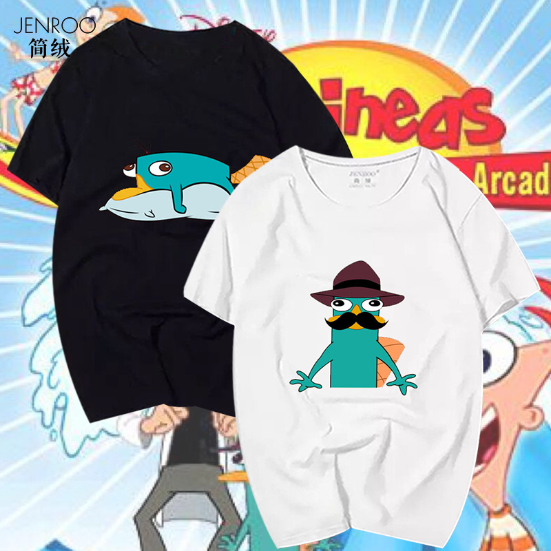 飞哥与小佛卡通动画t桖衫鸭嘴兽