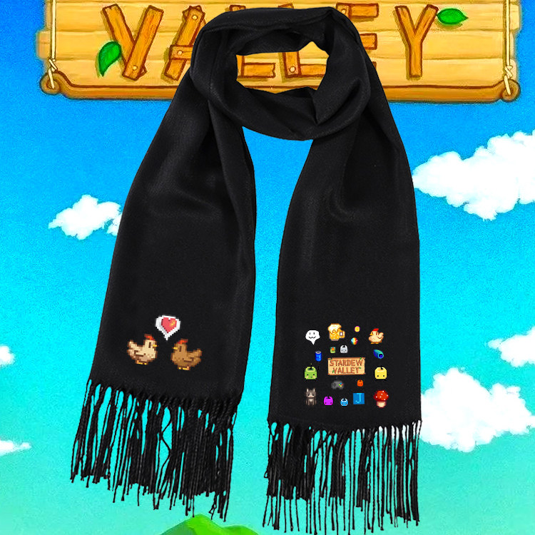 星露谷物语周边小鸡创意印花围巾男女青少年秋冬保暖围脖披肩骑行