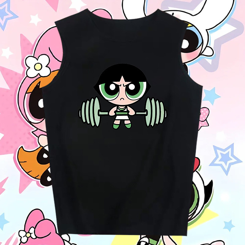 美少女战士举铁纯棉背心宽松运动健身男女同款坎肩无袖印花t恤夏