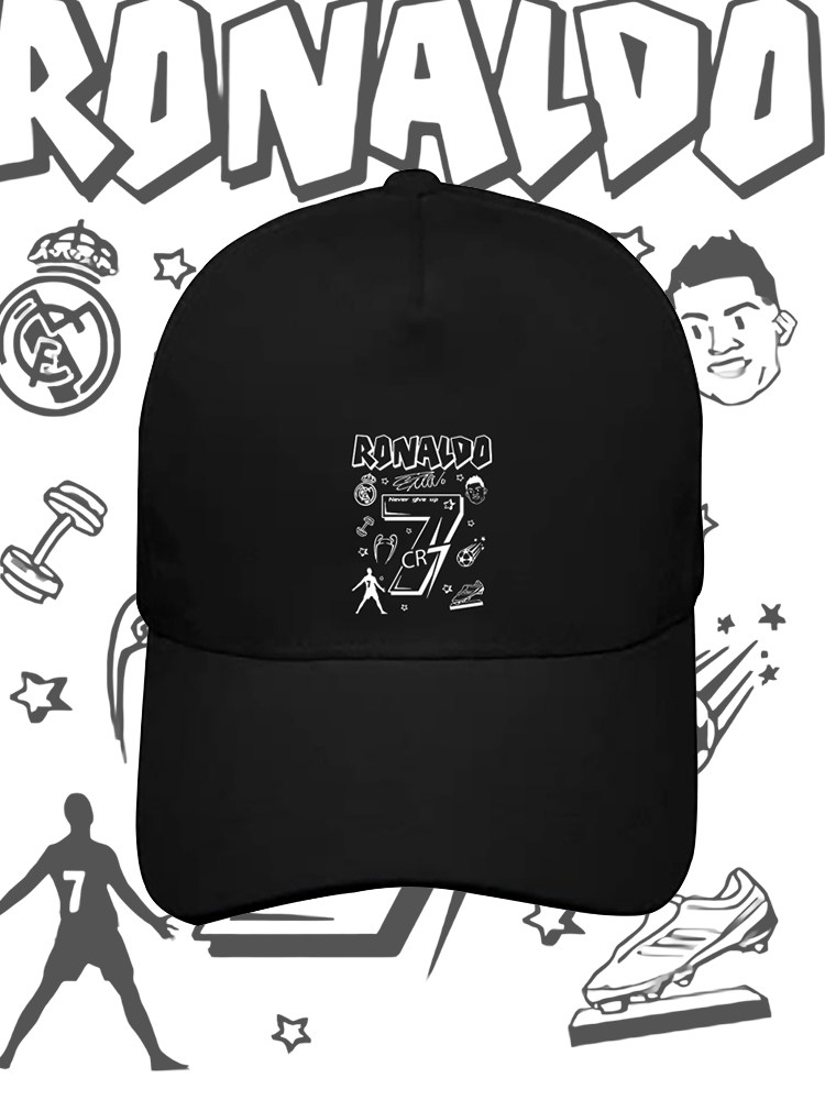 罗纳尔多C罗CR7涂鸦复古印花棒球帽男女足球运动球星纪念鸭舌帽子