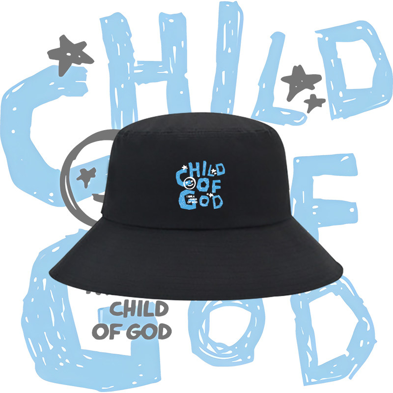 CHILD OF GOD趣味英文夏季纯棉渔夫帽潮男女小众设计印花盆帽百搭