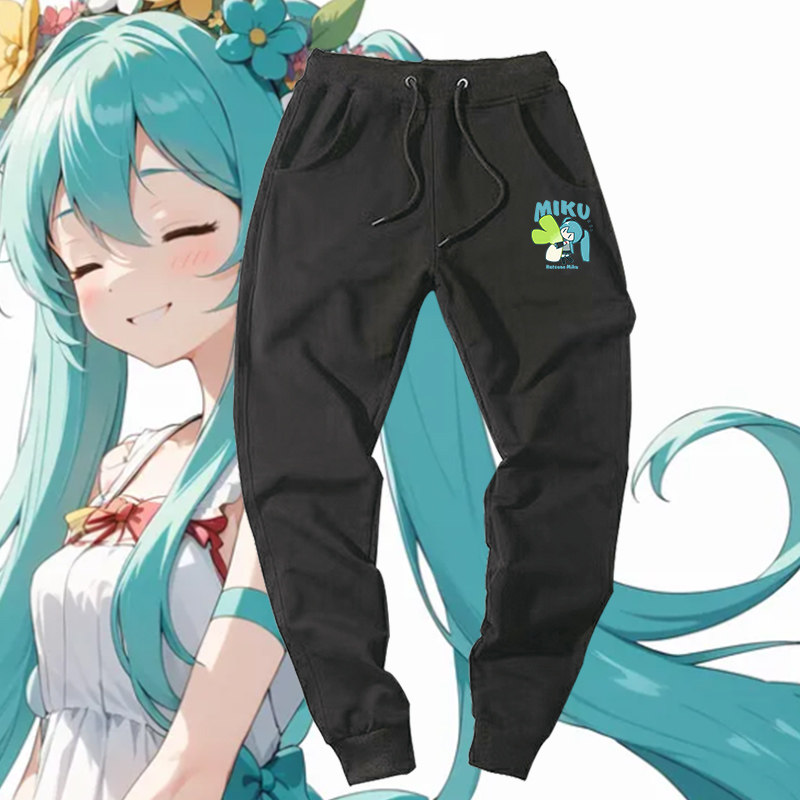 初音MIKU未来周边cos二次元动漫印花休闲长裤男女宽松运动卫裤子