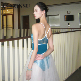 vonsu梵舒成人刺绣芭蕾舞练功服舞蹈体操服吊带连体服现货65172