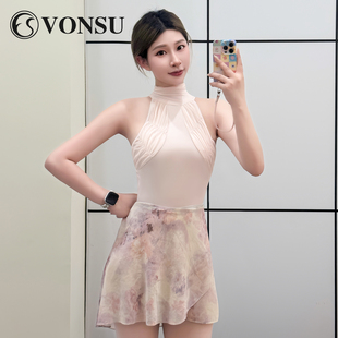 vonsu梵舒芭蕾体操服网纱挂脖体服练功服艺术形体服空中瑜伽服女