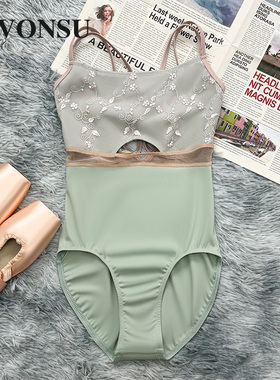 vonsu梵舒成人新款芭蕾舞体操服舞蹈练功服女形体连体服现货6607