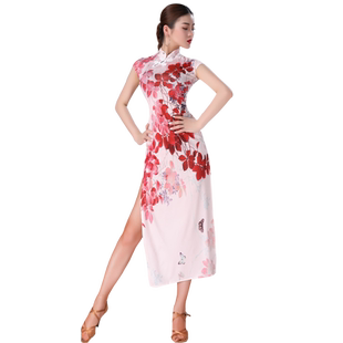 梵舒改良舞蹈旗袍拉丁舞服装2024女新款练功服舞蹈服连衣裙演出服