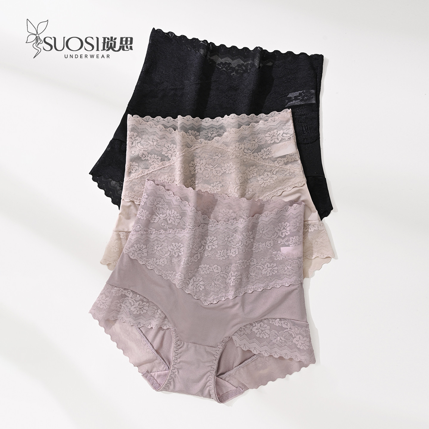 高腰收腹内裤女夏薄款收小肚子提臀蕾丝三角裤透气大码纯棉裆裤头