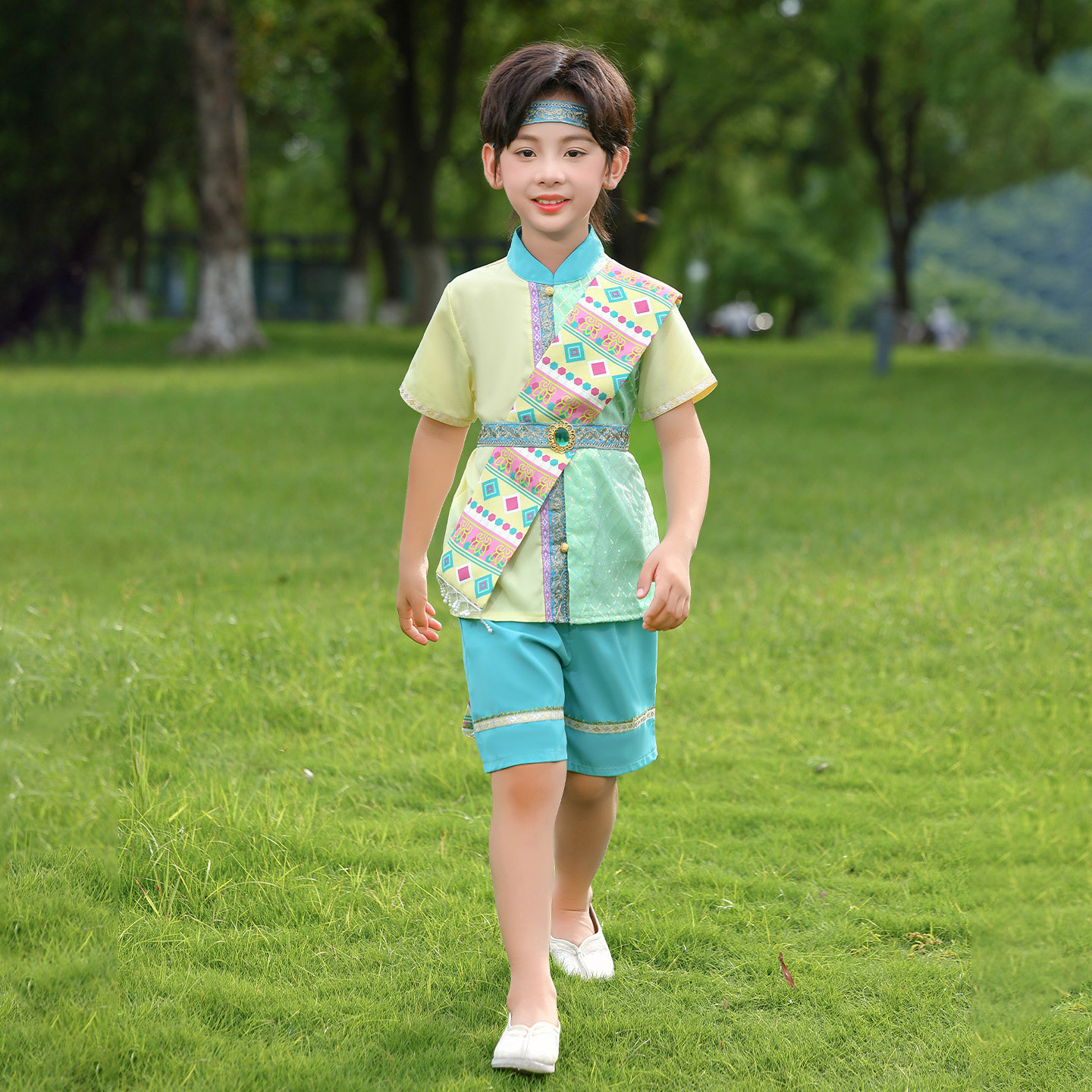 傣族服装儿童女兄妹装少数民族演出服饰男童西双版纳舞蹈服演出服