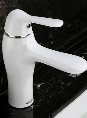 白色水龙头冷热欧美式 陶瓷面盆浴室柜洗脸盆台盆单孔台下盆龙头