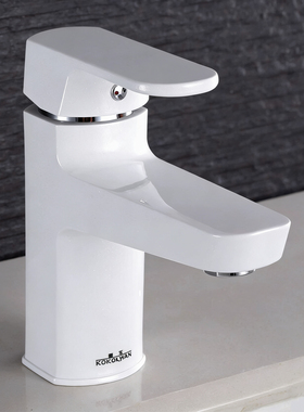 白色水龙头方形 陶瓷洗手盆卫生间洗脸盆浴室冷热单冷水龙头白色