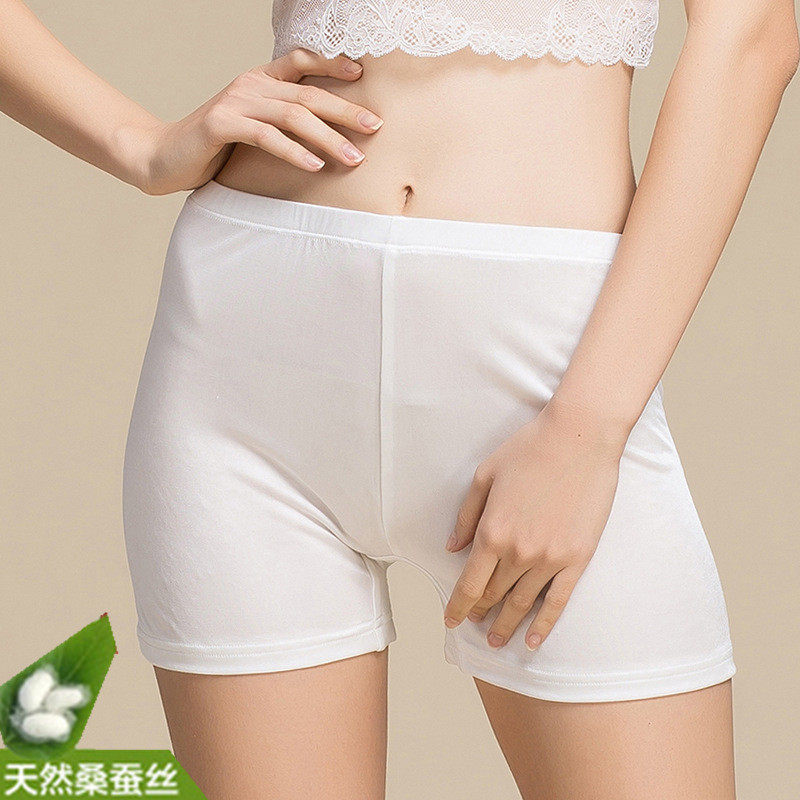 夏季纯色真丝平角裤中腰防走光内裤女桑蚕丝针织舒适透气打底裤