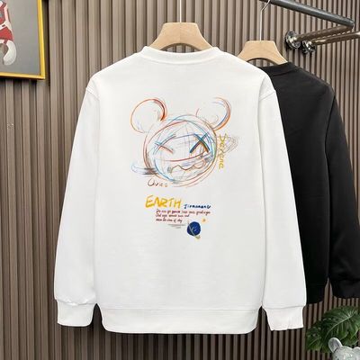 男士2025春秋季新款宽松大码长袖上衣潮流高级感卡通印花圆领卫衣