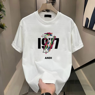 1977重磅纯棉短袖T恤男打底上衣夏季纯棉ins潮牌港风宽松半袖体恤
