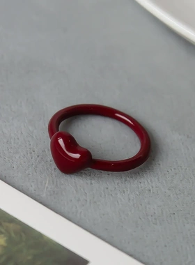 玉质可爱心形戒指 心日韩中食指圈饰简约个性珐琅釉爱心指环