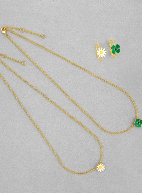 D家26年早春款小雏菊项链 经典款简约气质小清新四叶草戒指锁骨链