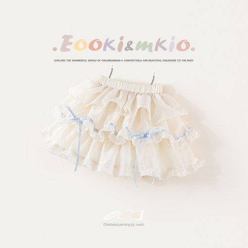 女童夏季网纱蕾丝蛋糕半身裙