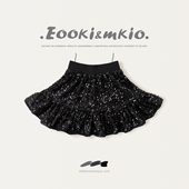 女童亮片半身裙儿童百褶短裙小香风黑色蓬蓬蛋糕裙子宝宝春秋冬季