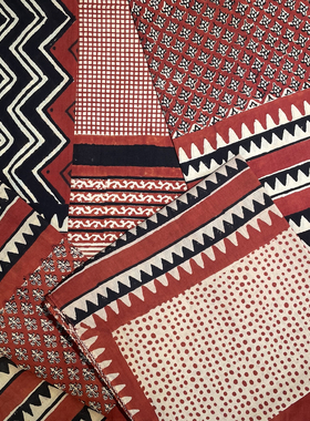 新德里秘密天然染料手工印染block print cotton scarf长绒棉围巾
