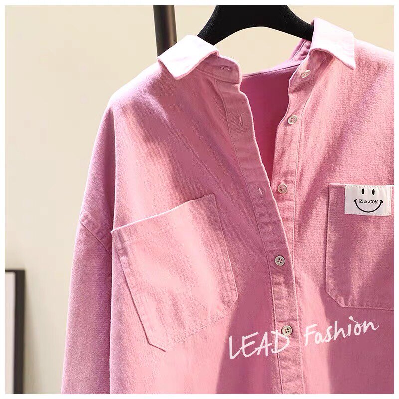 2024 MATERNITY CLOTHES SPRING CLOTHES NEW KOREAN VERSION LOOSE SMILEY FACE COTTON SHIRT CASUAL FASHION PLUS SIZE WOMENS SHIRT TIDE