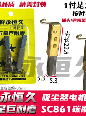 吸尘器电机SC861碳刷SA2801-AL原装HCX-S22碳刷5.3x5.3 带壳一套